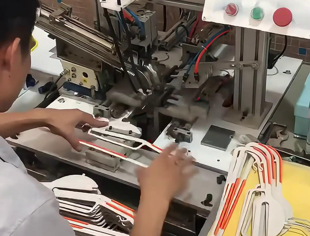 你知道衣架的铁钩是怎么插入到塑料里面的吗，要利用到高频加热机